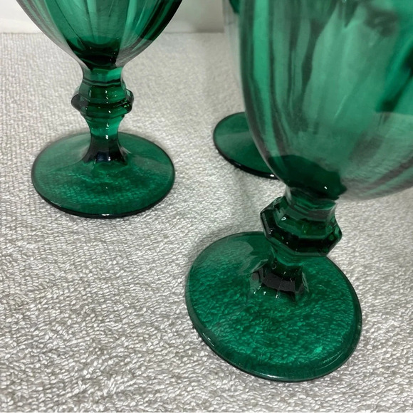 Vintage Libbey Glass Duratuff Gibraltar Juniper Green Water Goblets Set Of 3 - Picture 8 of 11